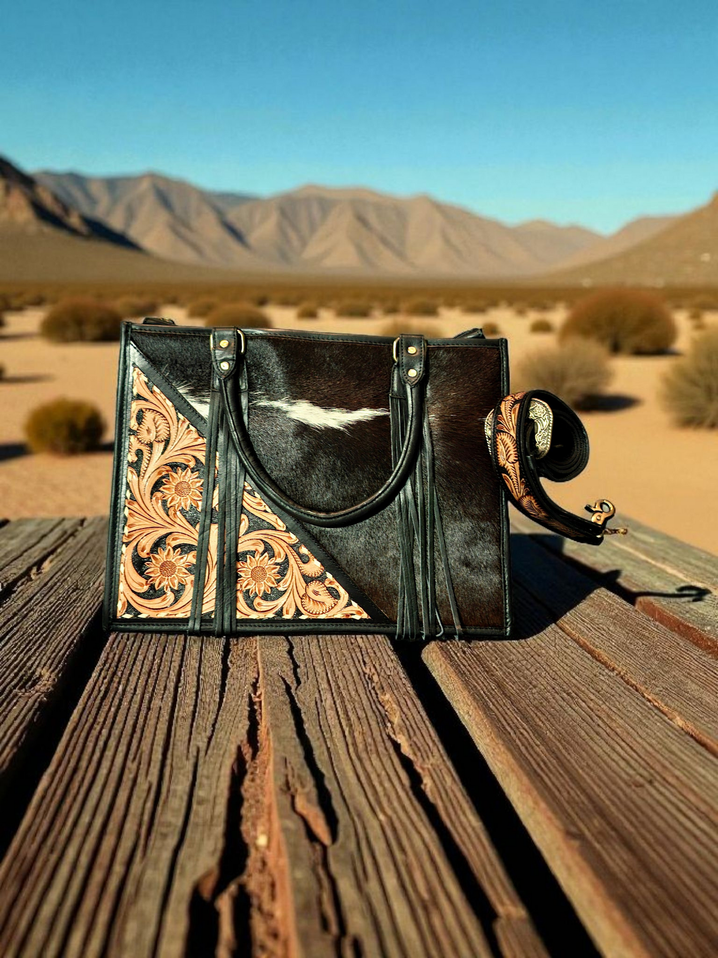 BNB Cowhide & Leather Tote Bag - Large