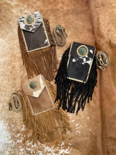 BNB Cowhide Cross Body Bag with Tassels