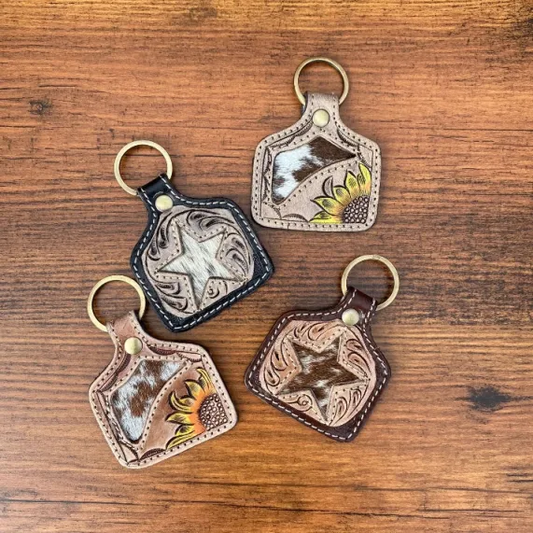 BNB Genuine Leather Key Ring with Cow Hide