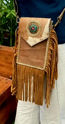 BNB Cowhide Cross Body Bag with Tassels