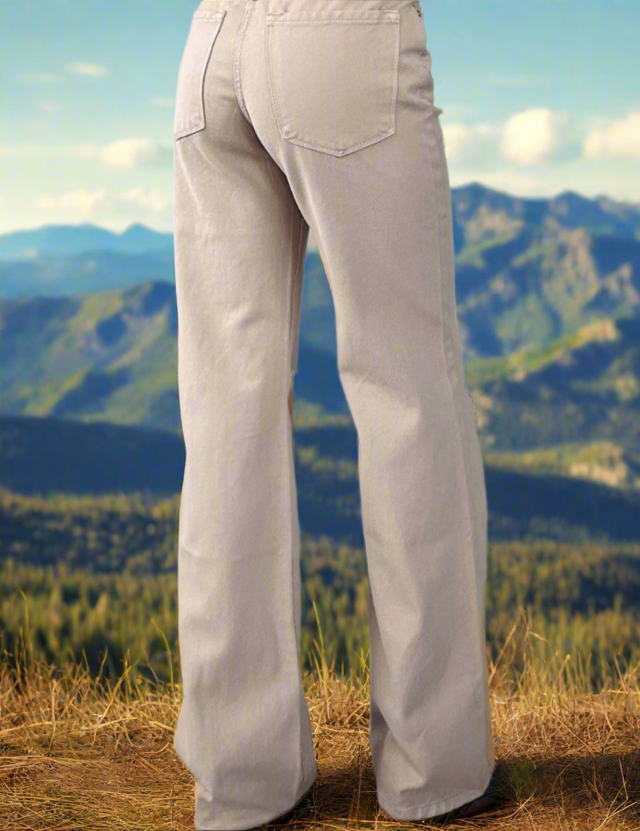 BNB Jeans- Khaki HW Ripped Wide-Leg