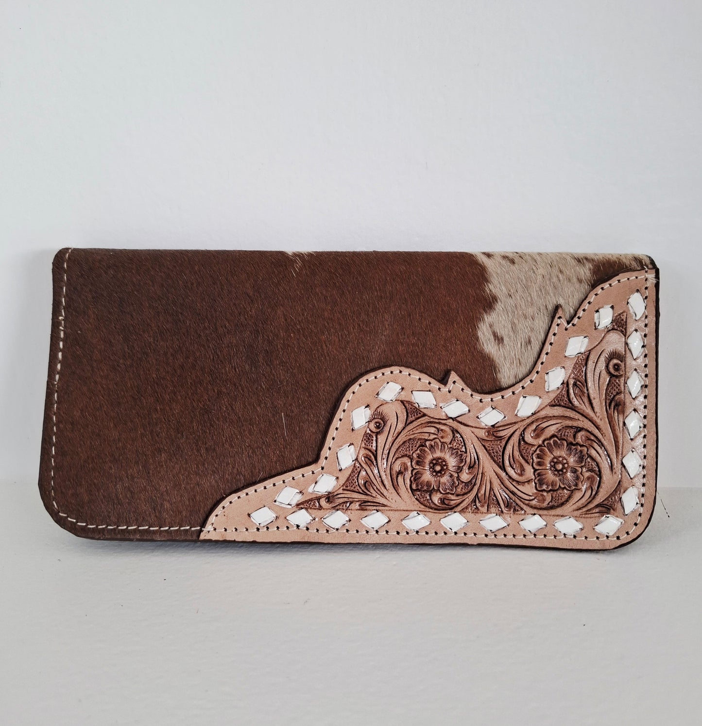 BNB Cow Hide Wallet With Leather Tooling