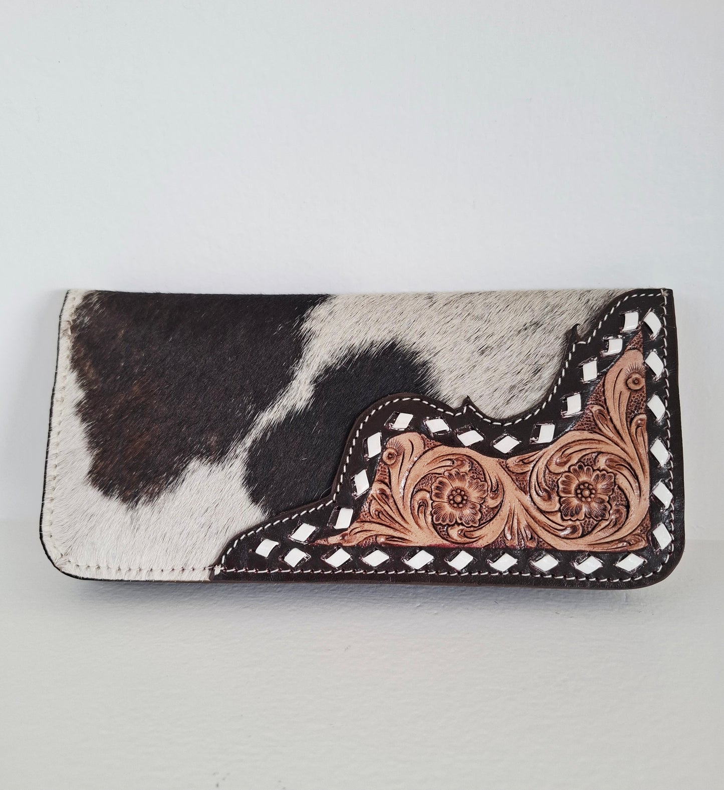 BNB Cow Hide Wallet With Leather Tooling