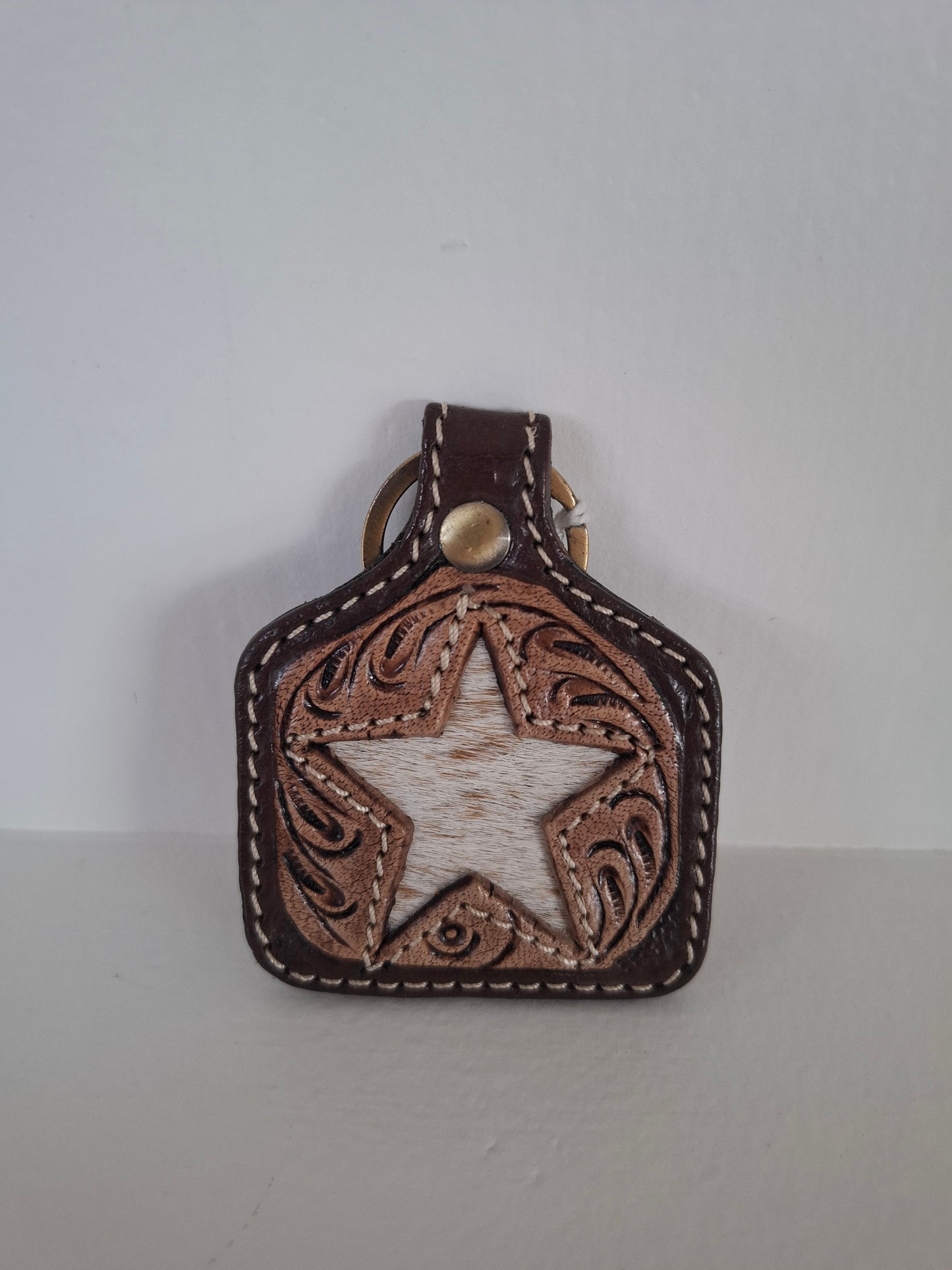 BNB Genuine Leather Key Ring with Cow Hide