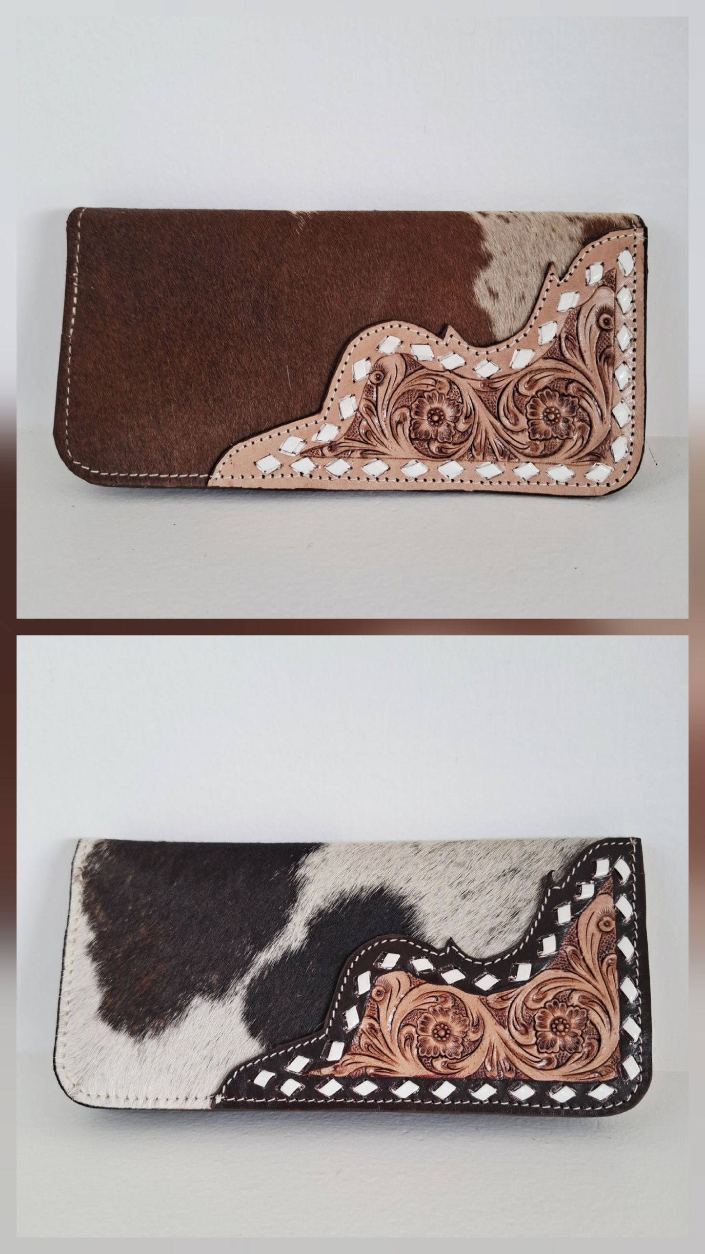 BNB Cow Hide Wallet With Leather Tooling