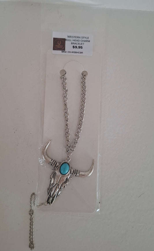 BNB Skull Charm Bracelet With Finger Loop