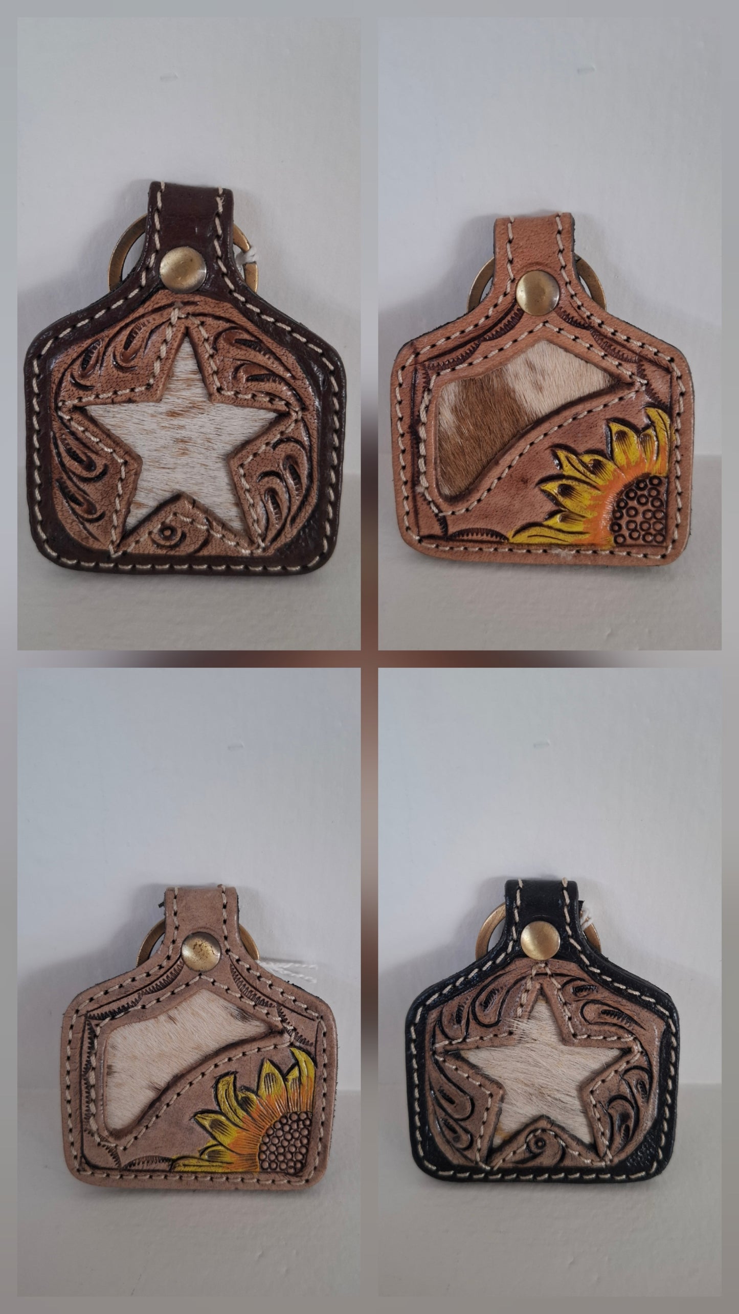 BNB Genuine Leather Key Ring with Cow Hide