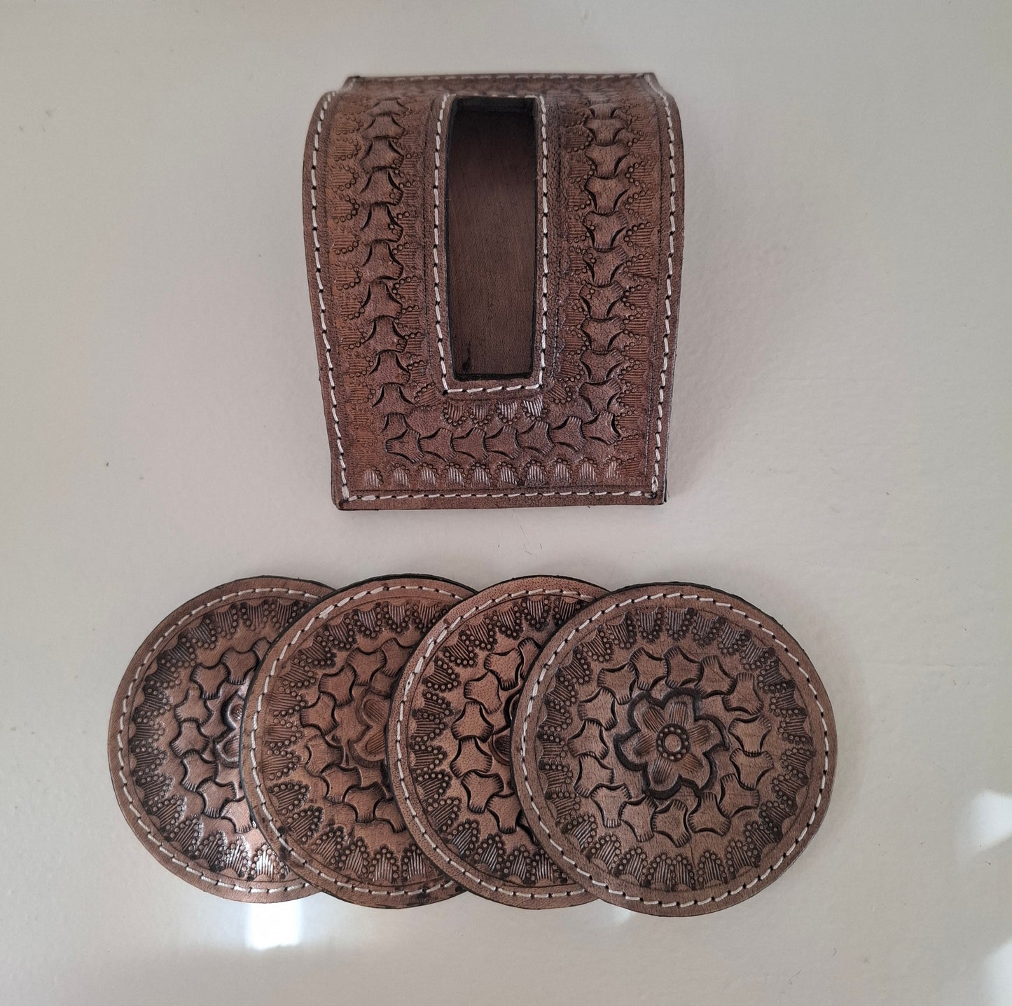 BNB Genuine Leather Coaster Set With Holder