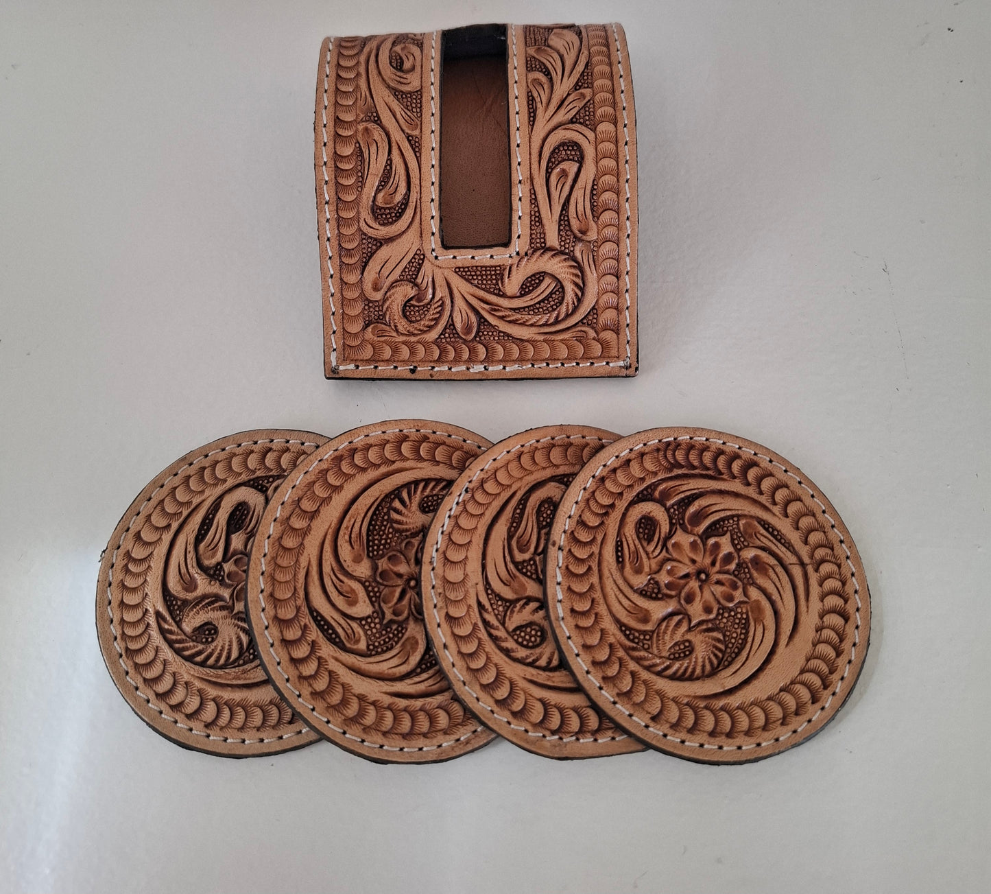 BNB Genuine Leather Coaster Set With Holder