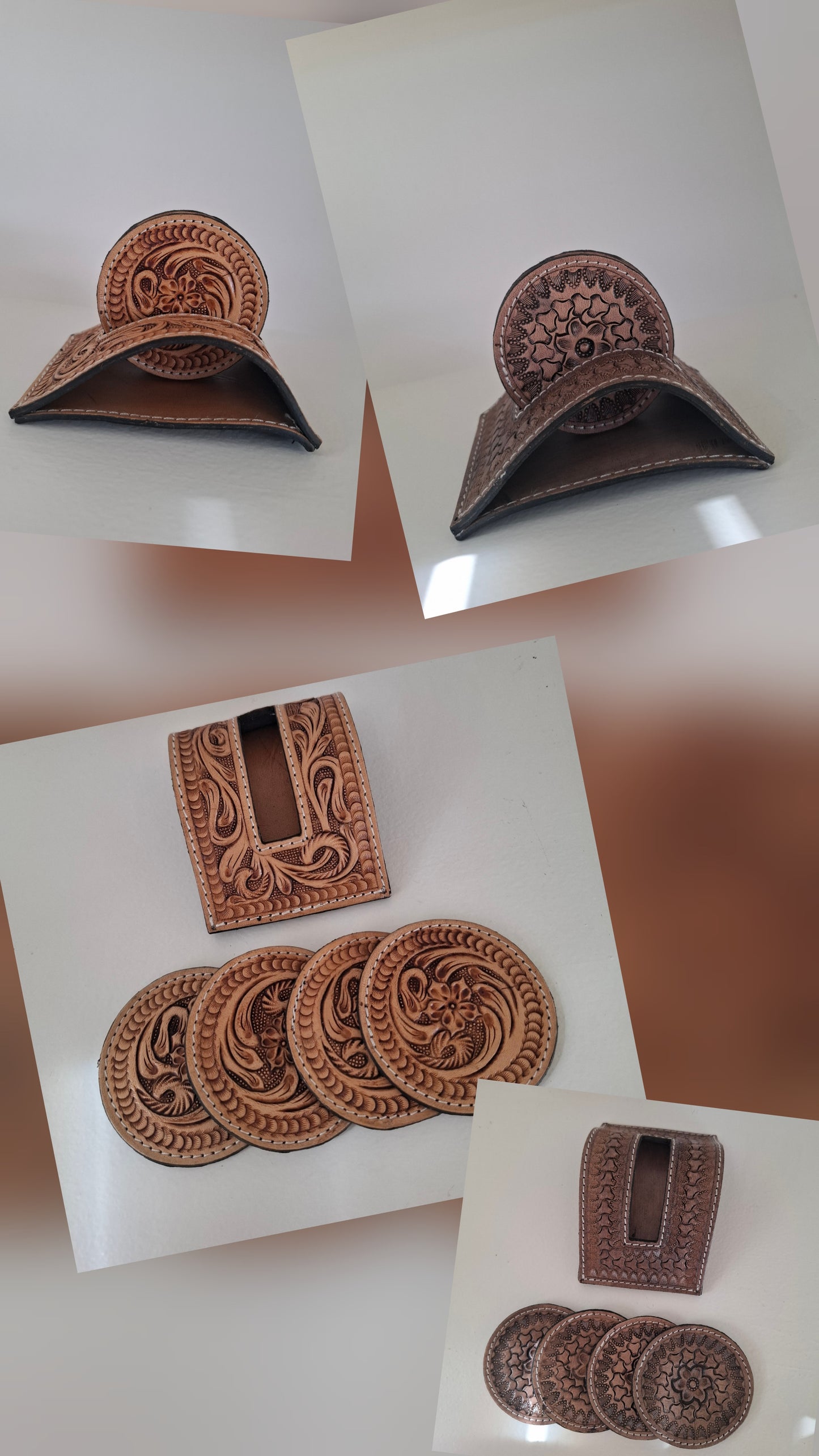 BNB Genuine Leather Coaster Set With Holder