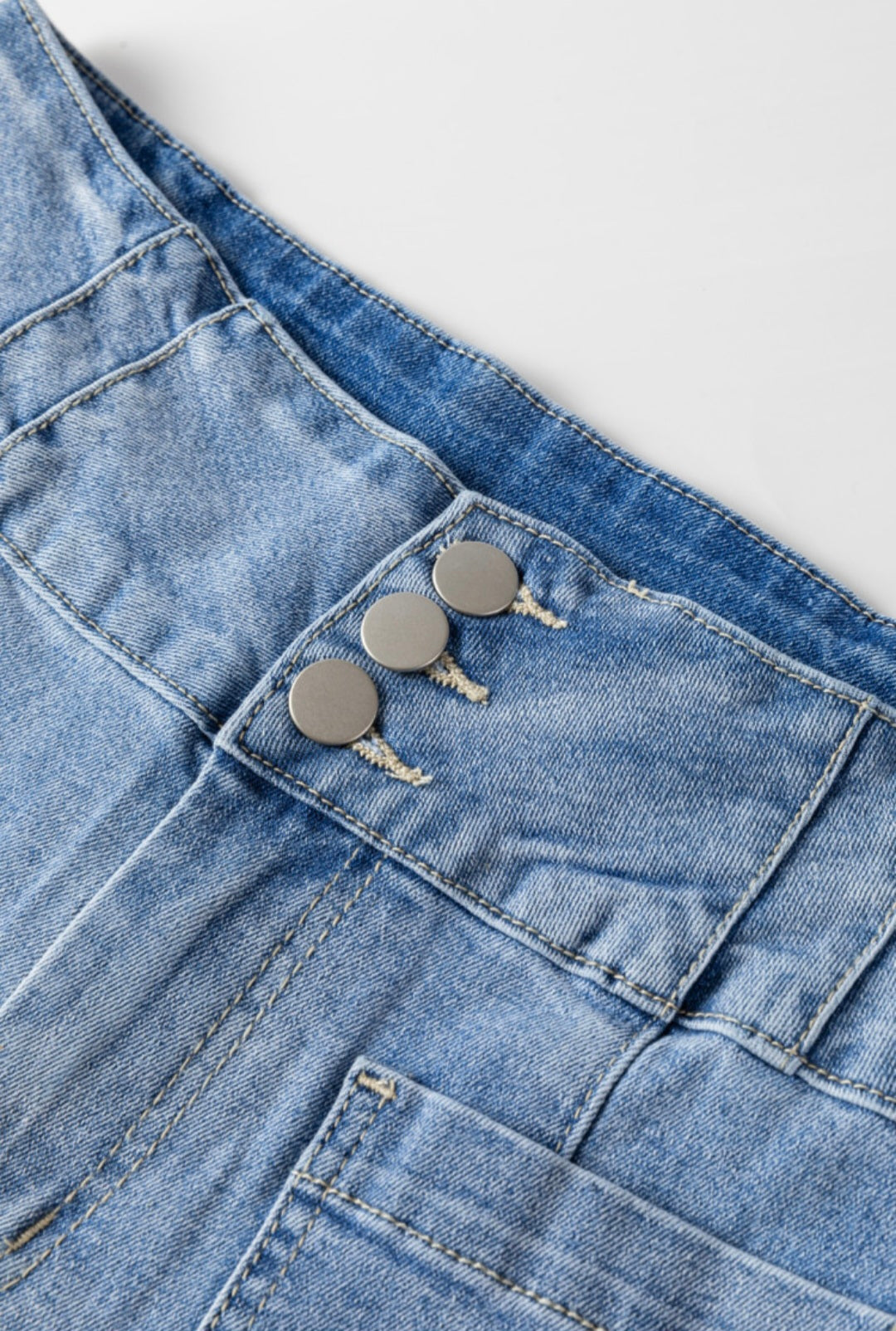 BNB Jeans - HW Light Blue Fly Button Exposed Seam