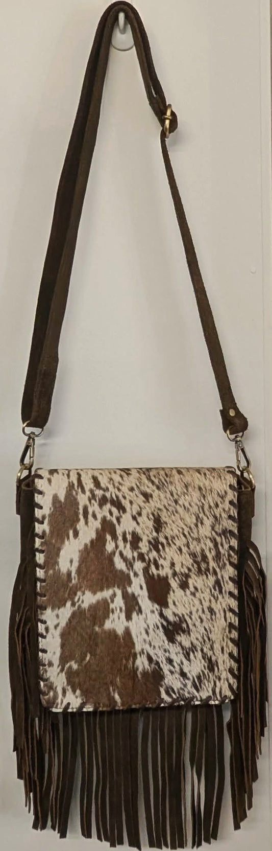 BNB Cowhide & Leather Satchel Bag With Tassels