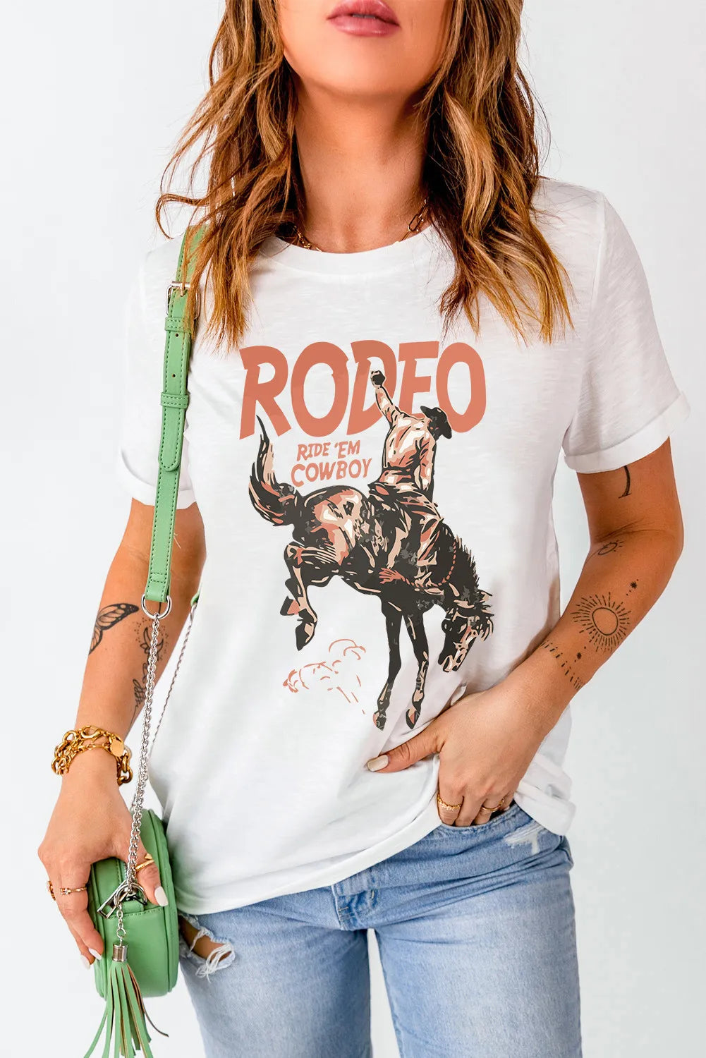 BNB Shirt - White - Rodeo Ride Em Cowboy