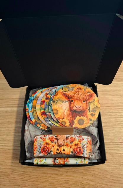 BNB Highland Cow Coaster Gift Pack