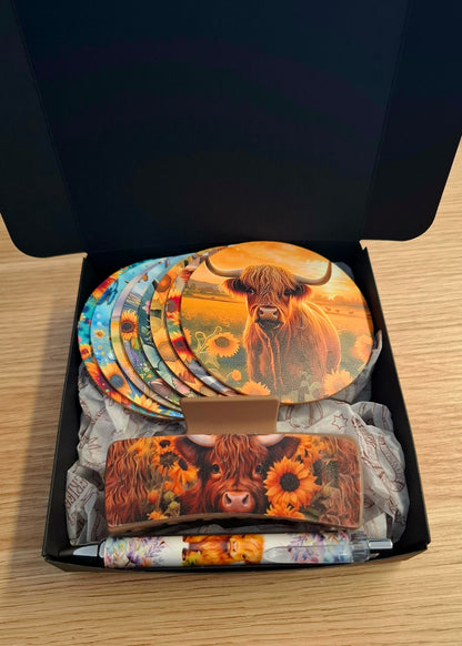 BNB Highland Cow Coaster Gift Pack