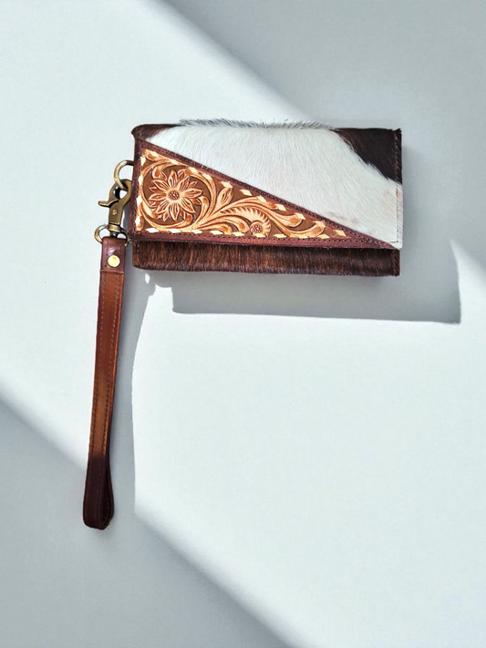 BNB Cowhide Wallet With Leather Tooling