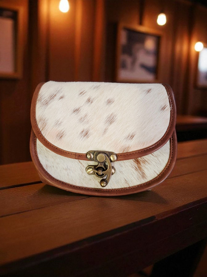 BNB Cowhide & Leather Satchel Bag- Small