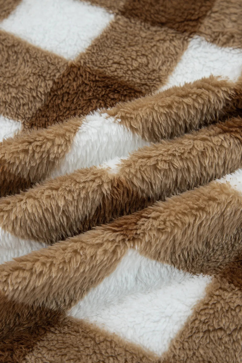 BNB Cardigan - Brown - Checkered Sherpa