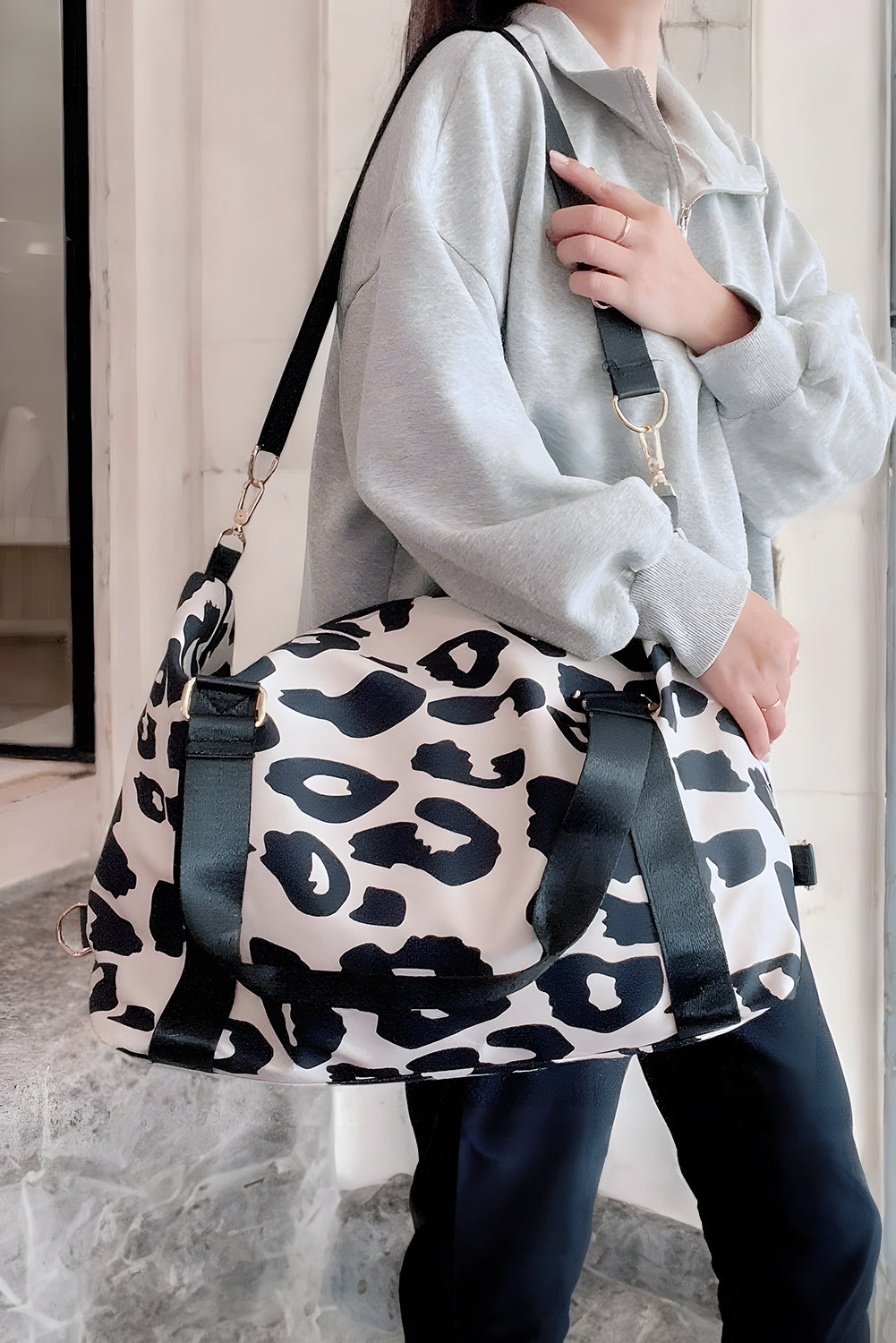 BNB Duffle - Leopard - Black & White