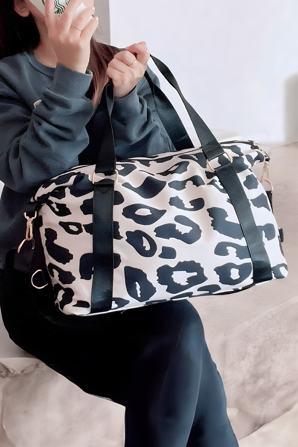 BNB Duffle - Leopard - Black & White