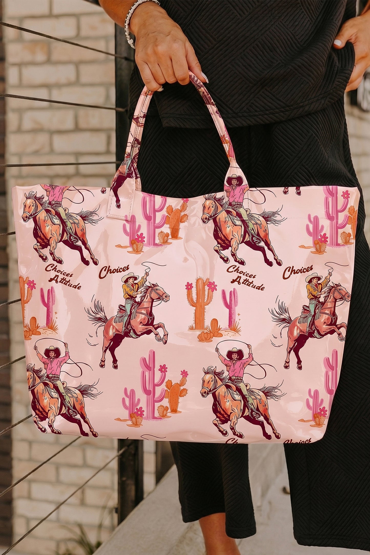 BNB Tote - Pink - Western Graphic
