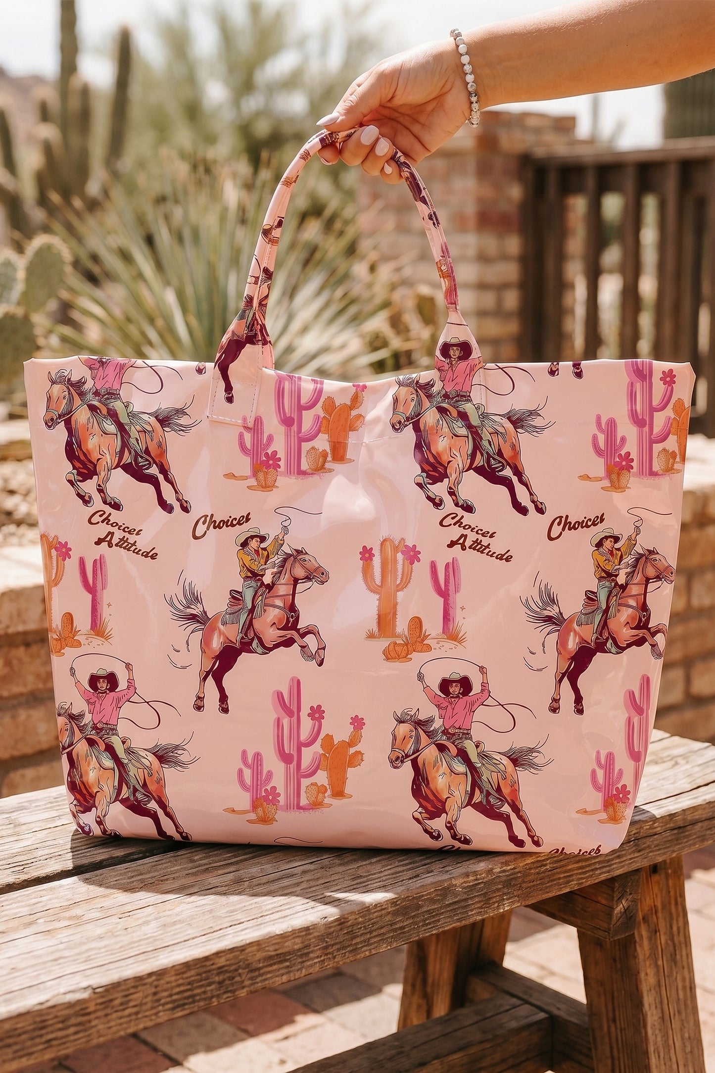 BNB Tote - Pink - Western Graphic