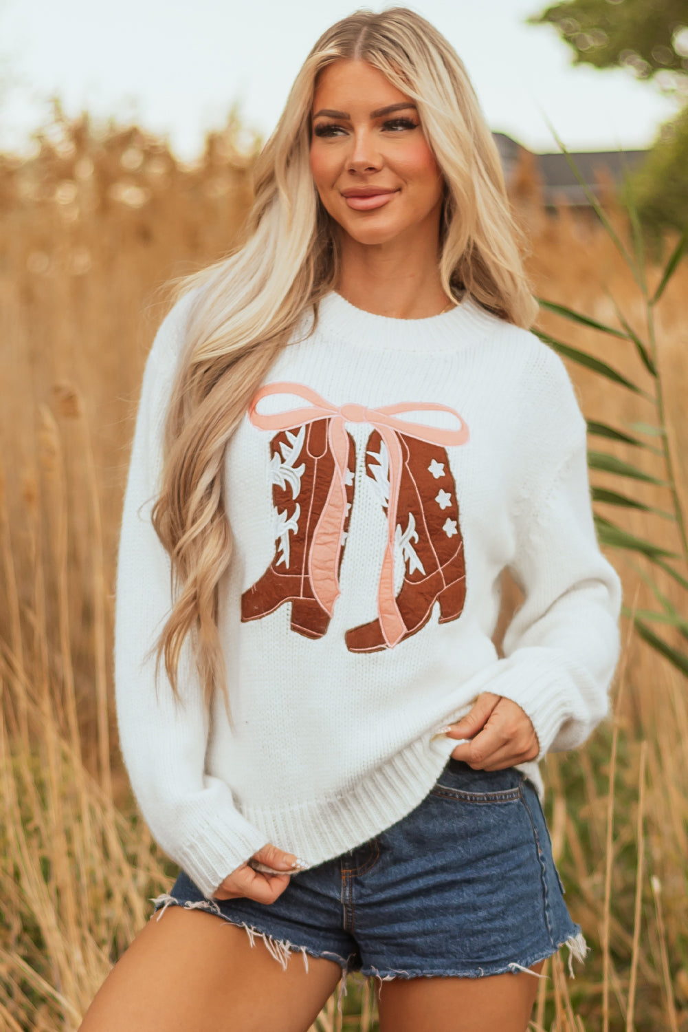 BNB Jumper - White - Bow Boots