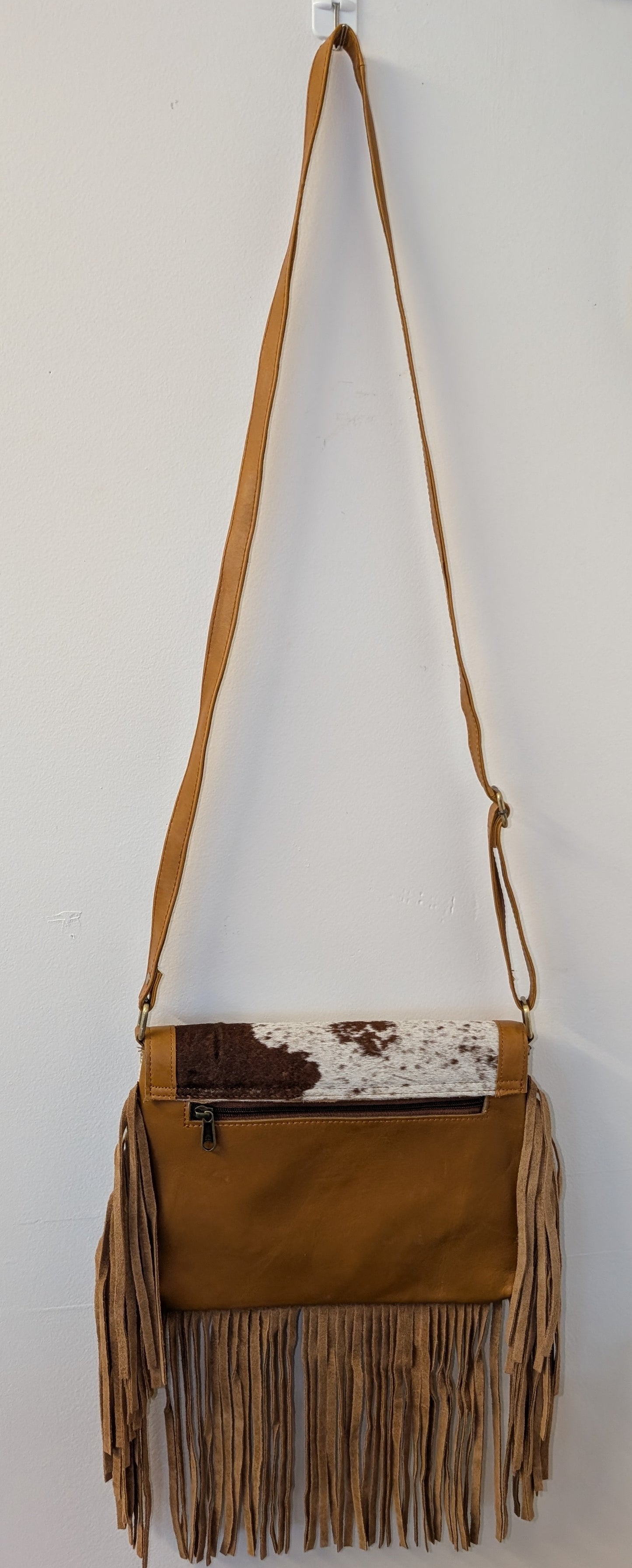 BNB Cowhide & Leather Satchel Bag With Tassels