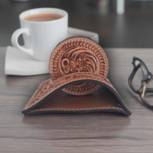 BNB Genuine Leather Coaster Set With Holder
