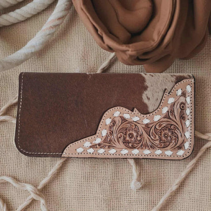 BNB Cow Hide Wallet With Leather Tooling