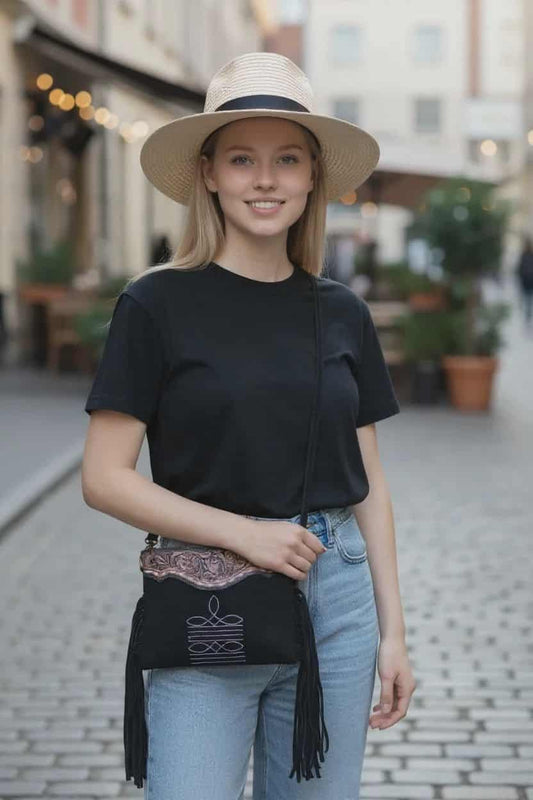 Suede Leather Satchel Bag Med