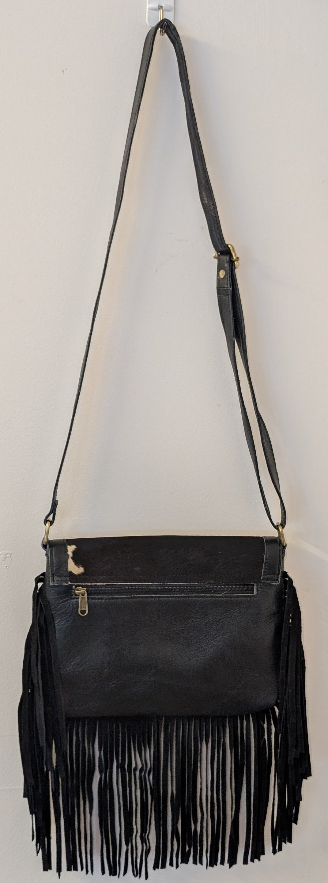 BNB Cowhide & Leather Satchel Bag With Tassels