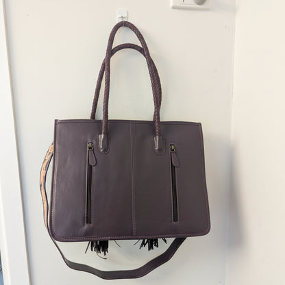 BNB Cowhide & Leather Tote Bag With Tassels - Large