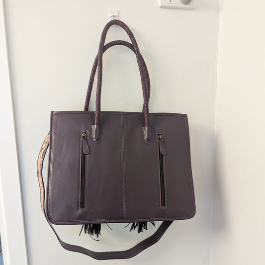 BNB Cowhide & Leather Tote Bag With Tassels - Large