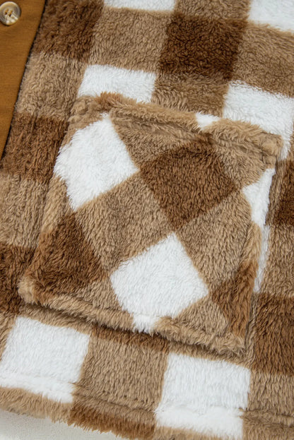 BNB Cardigan - Brown - Checkered Sherpa