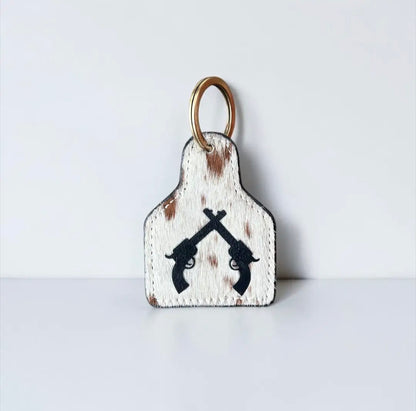 WL Cow Hide Key Ring- Pistols