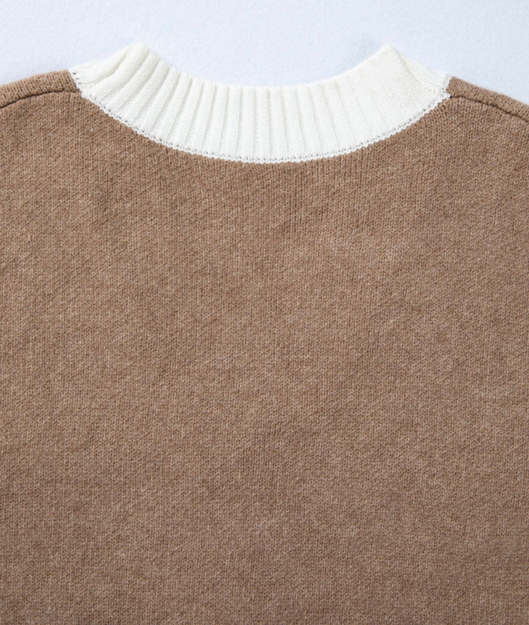 BNB Cardigan - Khaki - Colour Block Raw Edge Detail