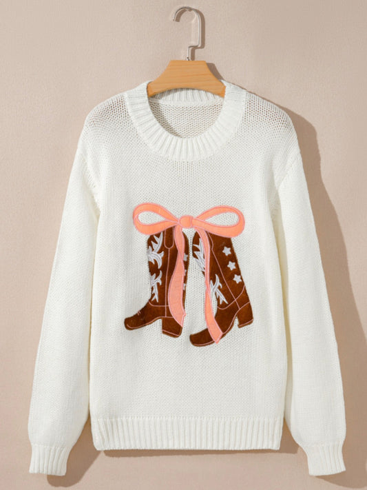 BNB Jumper - White - Bow Boots