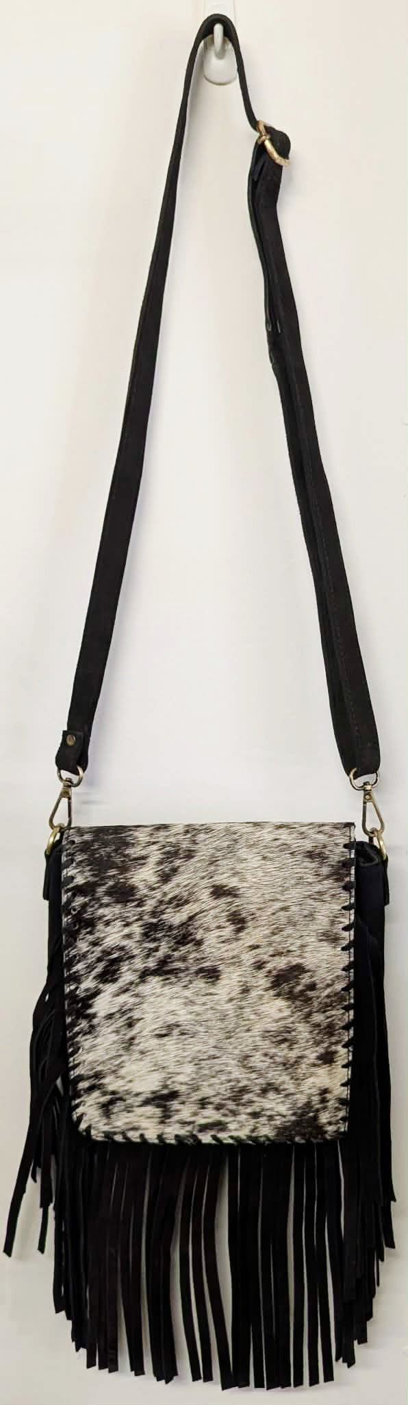 BNB Cowhide & Leather Satchel Bag With Tassels