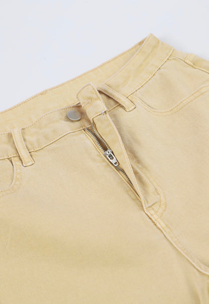 BNB Jeans- Khaki MW Raw Edge Flare