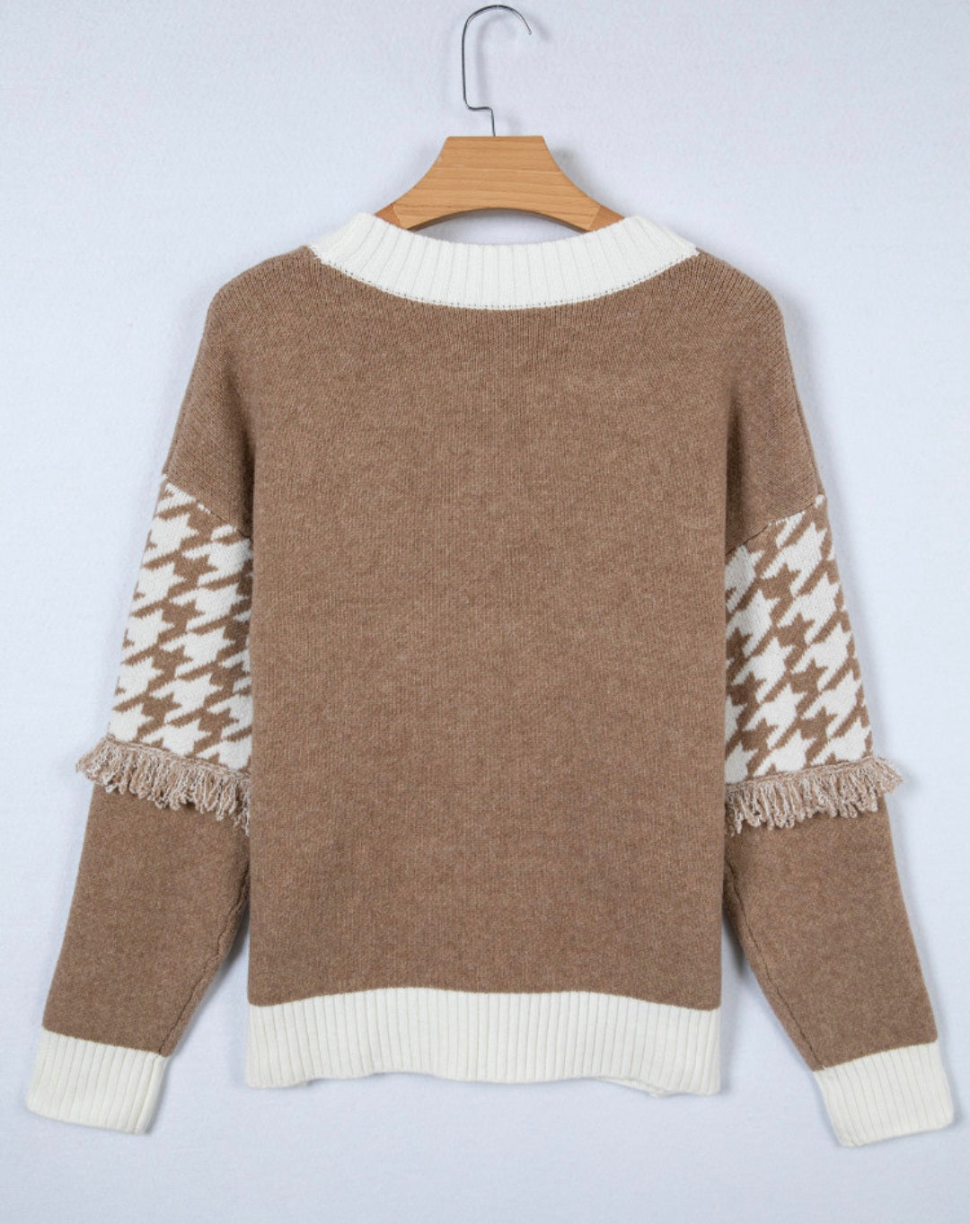 BNB Cardigan - Khaki - Colour Block Raw Edge Detail